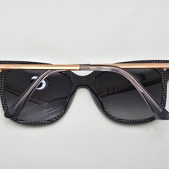 Jimmy Choo Ara Black Gold Frame Dark Grey Gradient Len Cat Eye Sunglasses w Case - Picture 10 of 15